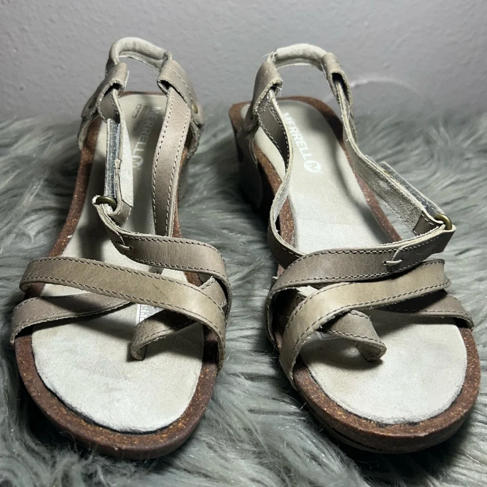 Merrell Revalli Aura Wedge Sandal - Women's Taupe Strappy Sandals Size 7 - Picture 7 of 11
